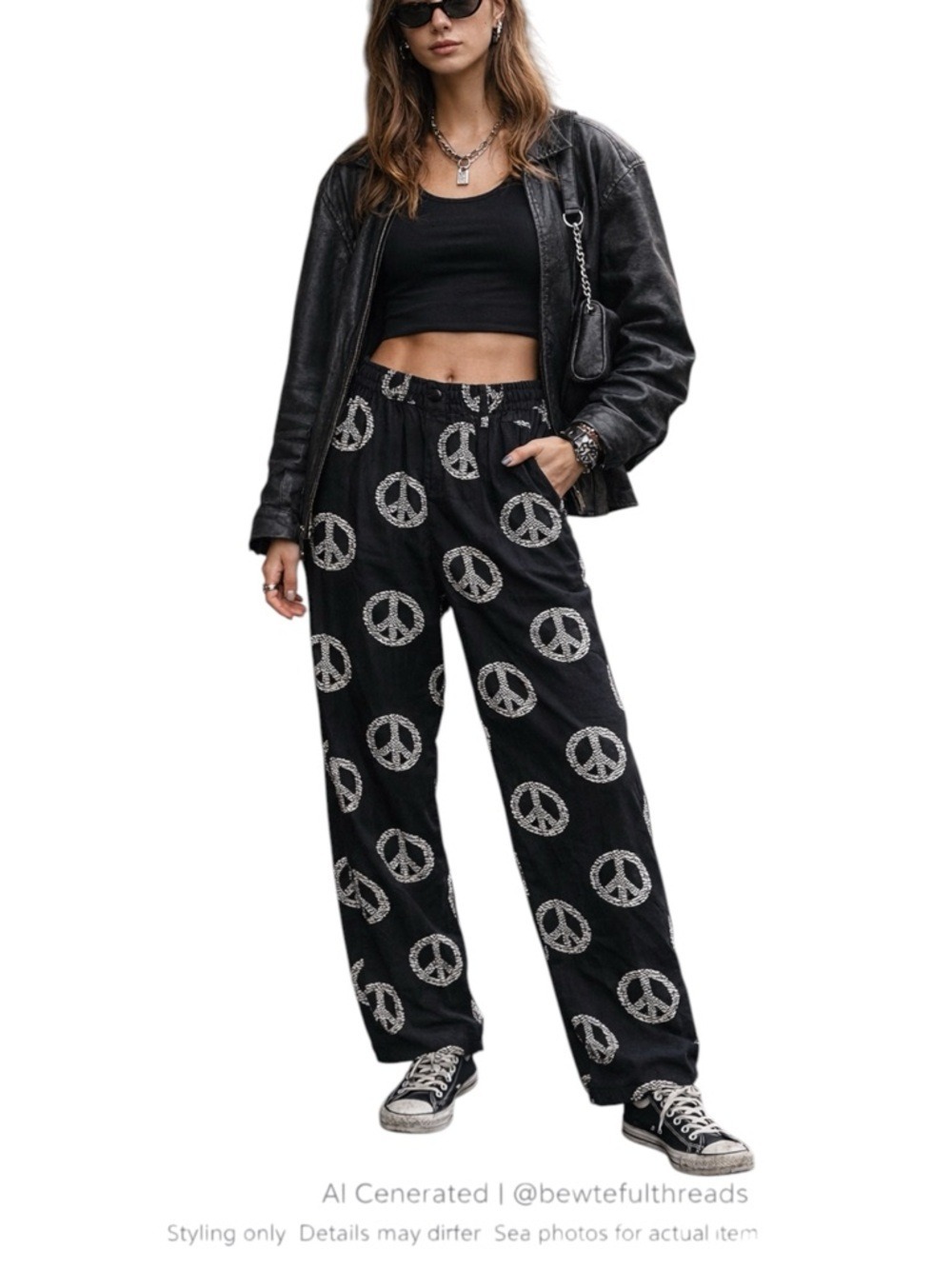 Obey Peace Print Modal Pants Streetwear Festival Grunge Trousers S